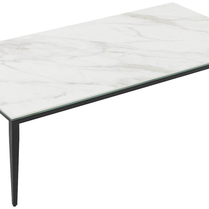 Goossens salontafel Dexter in Keramiek wit geaderd