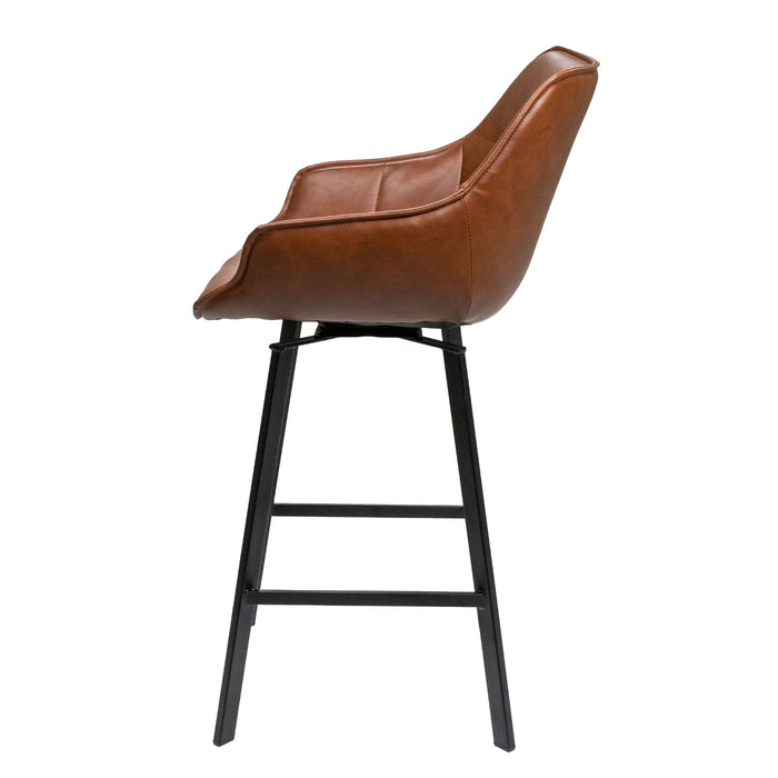 Giga Meubel - Barstoel Shannon Cognac Draaibaar - Staal|Metaal|PU leer