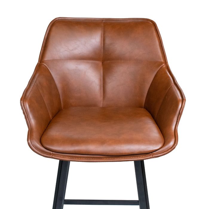 Giga Meubel - Barstoel Shannon Cognac Draaibaar - Staal|Metaal|PU leer