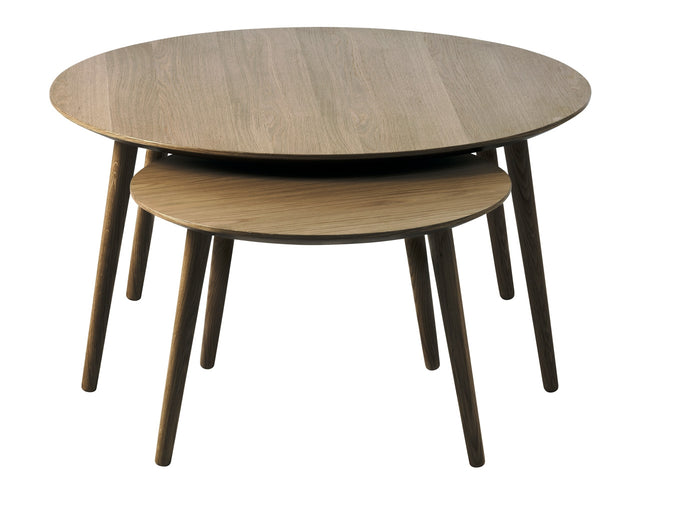 Giga Living - Salontafel Adda Rond Smoked Eiken Set van 2