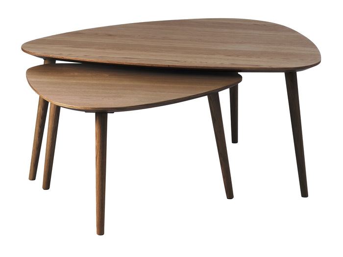 Giga Living - Salontafel Eikenhout Driehoek - Set van 2 - Donkerbruin