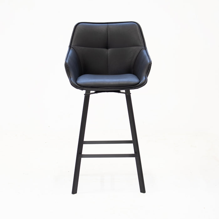 Giga Meubel - Barstoel Shannon Zwart Draaibaar  - PU leer|Staal|Metaal