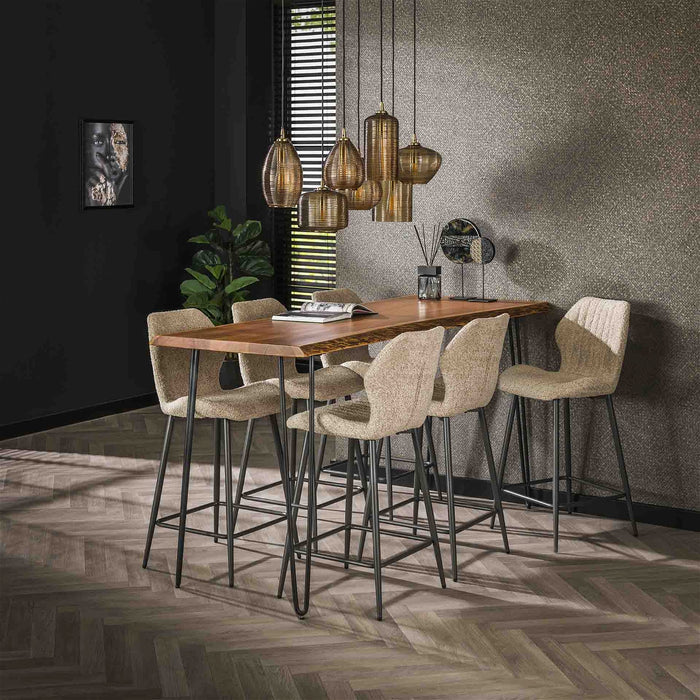 Giga Meubel - Barstoel Bouclé Zandkleur -  Zithoogte 67cm - Set van 2