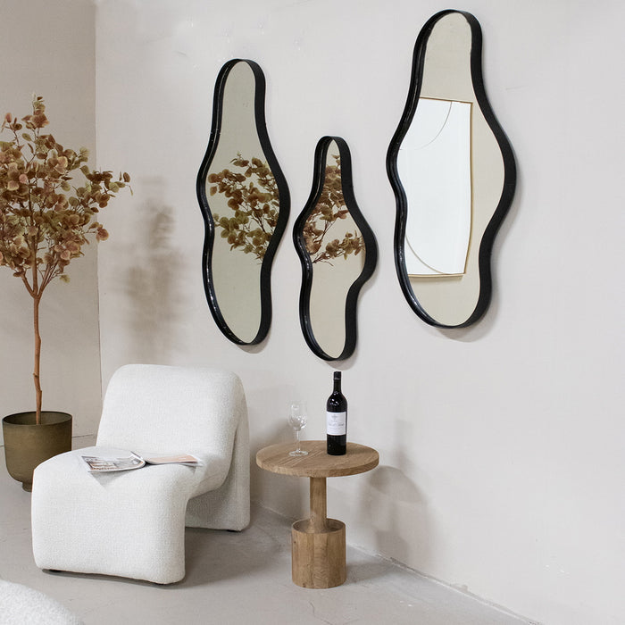Giga Meubel - Spiegel Organisch - Zwart Metaal - 65x5x110cm - Dory
