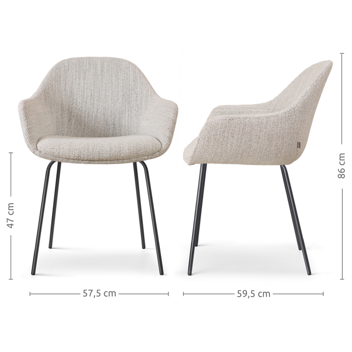 Nolon Nora-Mae Eetkamerstoel Beige Gemêleerd - Armleuning - Zwarte