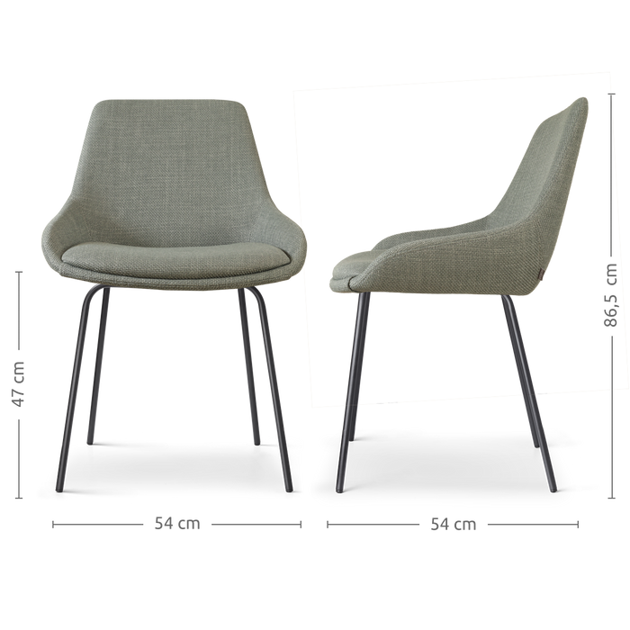 Nolon Nora-Isa Eetkamerstoel Saliegroen - Stof - Zwart Onderstel