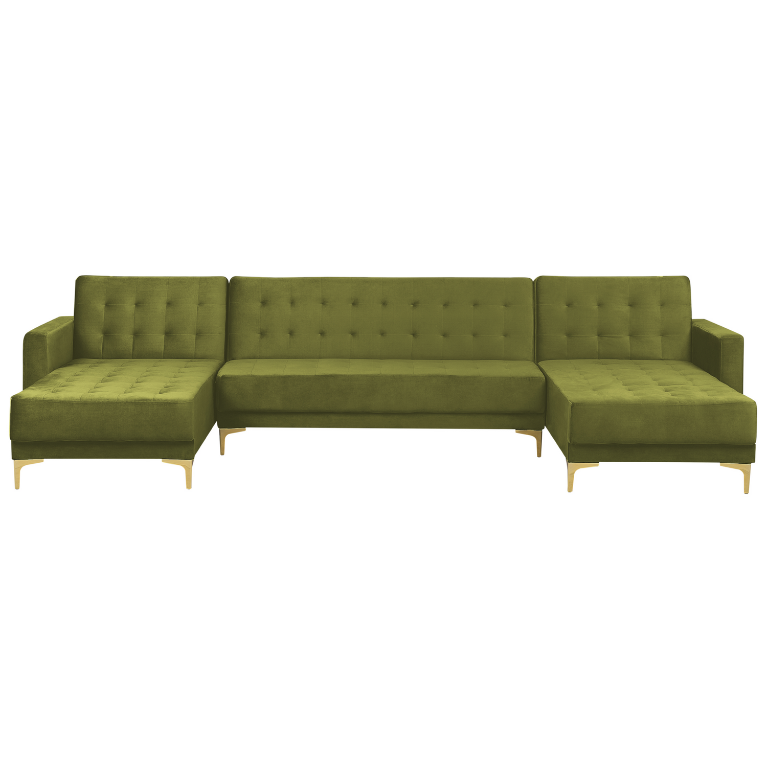 Beliani - ABERDEEN - Bank U-vormig - Olijfgroen - 5 persoons - Fluweel
