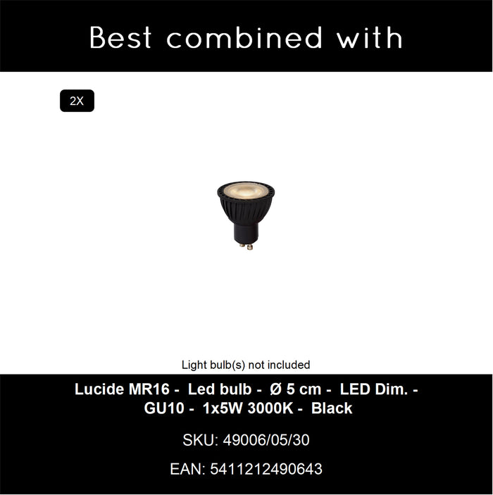 Lucide CLUBS Wandspot - Zwart