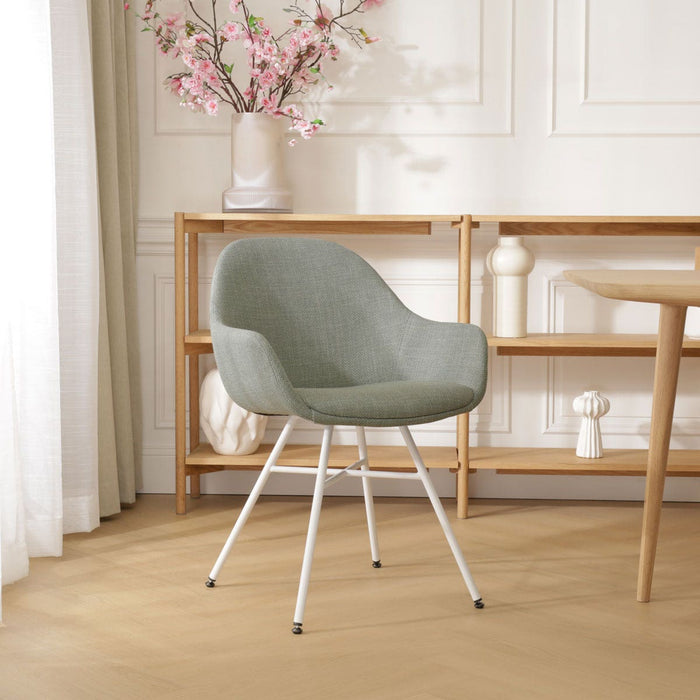 Nolon Noa-Mae Eetkamerstoel Saliegroen - Armleuning - Witte Poten