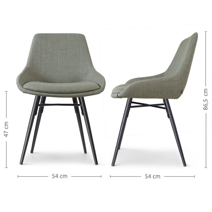 Nolon Nena-Isa Eetkamerstoel Saliegroen - Zwarte Houten Poten