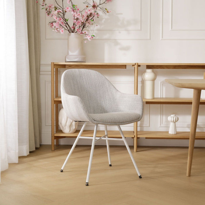 Nolon Noa-Mae Eetkamerstoel Beige Gemêleerd - Armleuning - Witte Poten