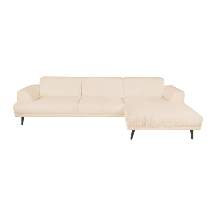 by fonQ Flair Hoekbank met Chaise Longue Rechts - Rib - Crème