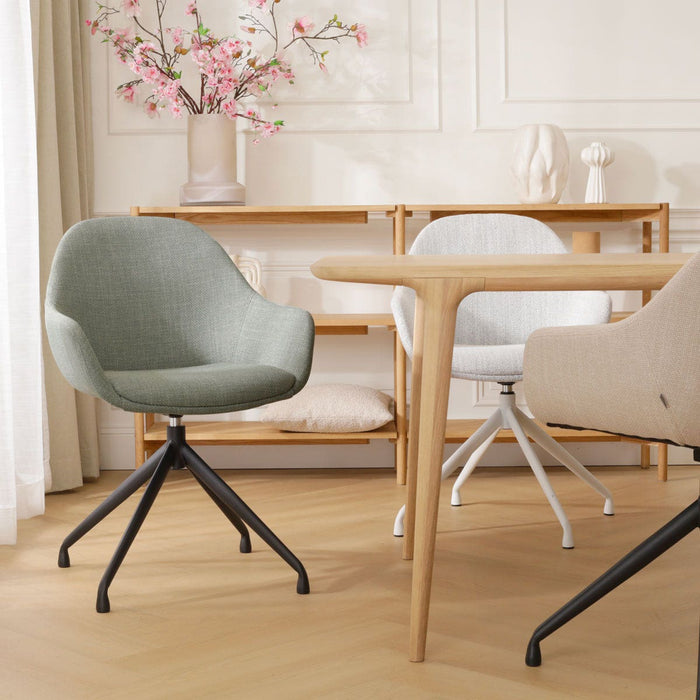 Nolon Nola-Mae Eetkamerstoel Groen - Draaibaar Zwart Onderstel