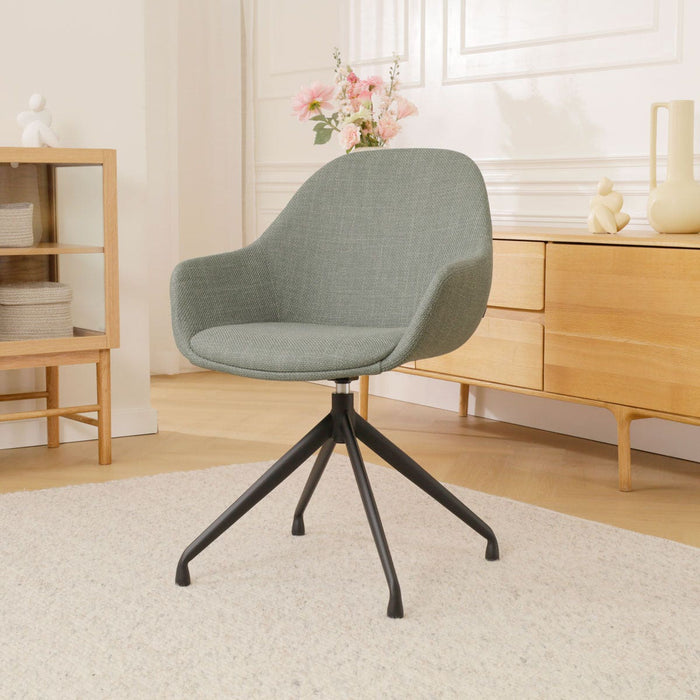 Nolon Nola-Mae Eetkamerstoel Saliegroen - Draaibaar Zwart Onderstel