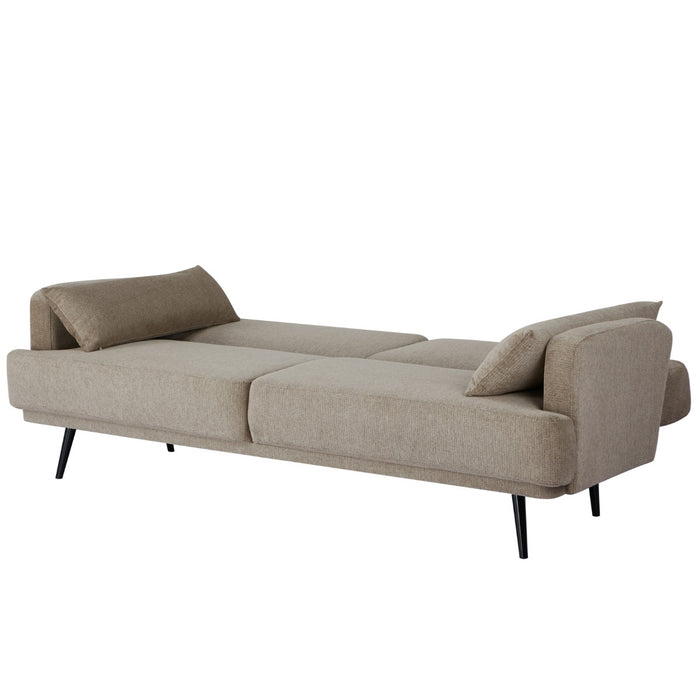 Giga Meubel - Slaapbank Taupe 215cm - Metaal & Stof - Bank Sylke