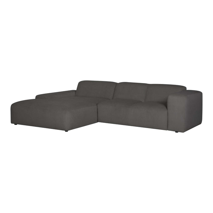 by fonQ Wonder 4-zits Hoekbank met Chaise Longue Links XL - Rib - Antraciet