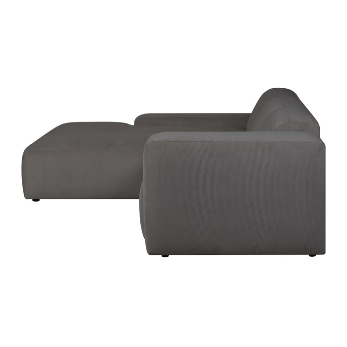 by fonQ Wonder 4-zits Hoekbank met Chaise Longue Links XL - Rib - Antraciet