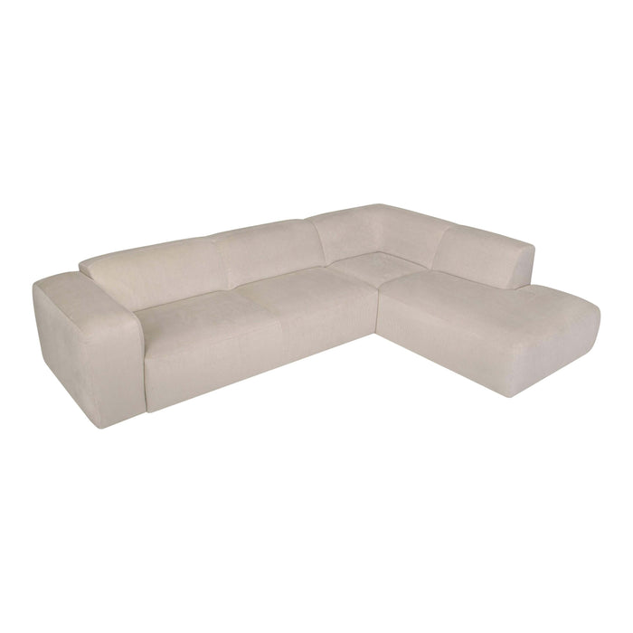 by fonQ Wonder 5-zits Hoekbank Rechts - Open Eind - Rib - Beige