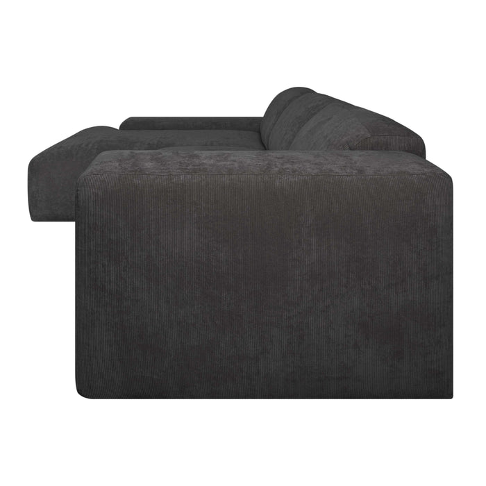 by fonQ Wonder 5-zits Hoekbank met Chaise Longue Links - Rib - Antraciet