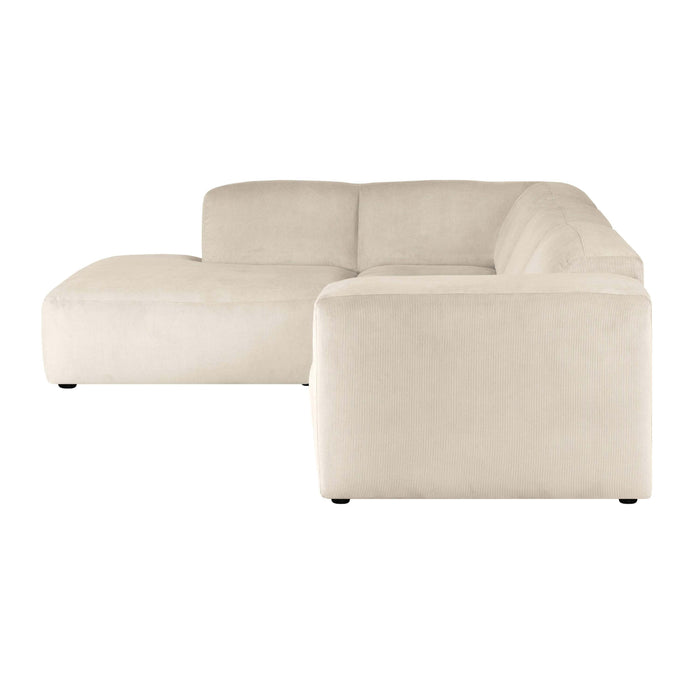 by fonQ Wonder 4-zits Hoekbank Links - Open Eind - Rib - Crème