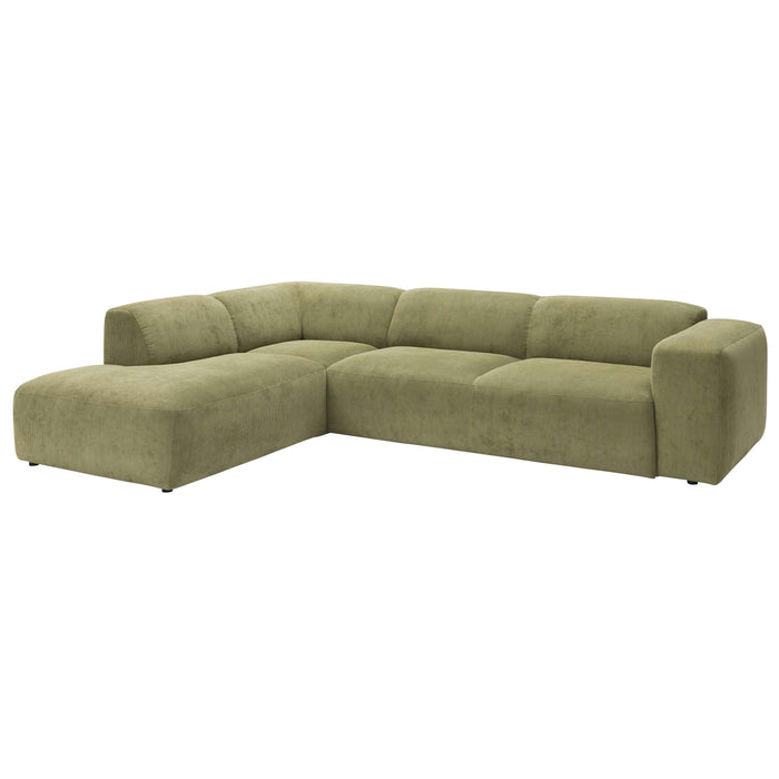 by fonQ Wonder 5-zits Hoekbank Links - Open Eind - Rib  - Mosgroen