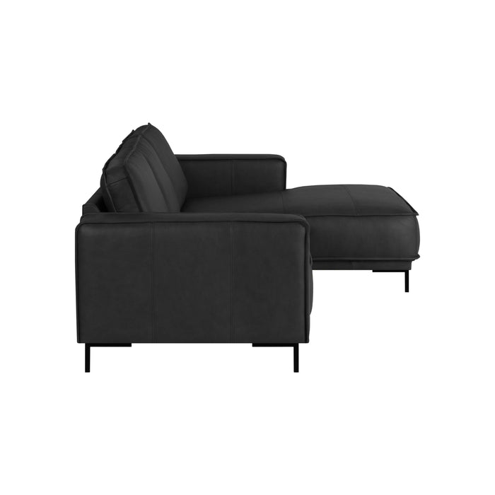 by fonQ Brisk Hoekbank met Chaise Longue Rechts - Buffelleer - Zwart