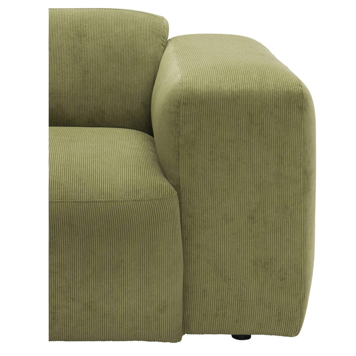 by fonQ Wonder 5-zits Hoekbank Links - Open Eind - Rib  - Mosgroen