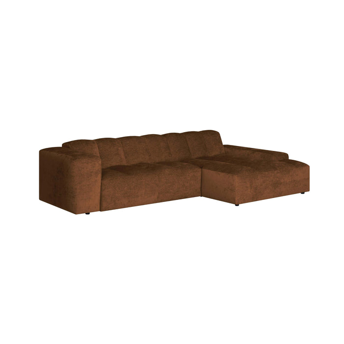 by fonQ Plume 3-zits Hoekbank met Chaise Longue Rechts - Chenille - Cognac