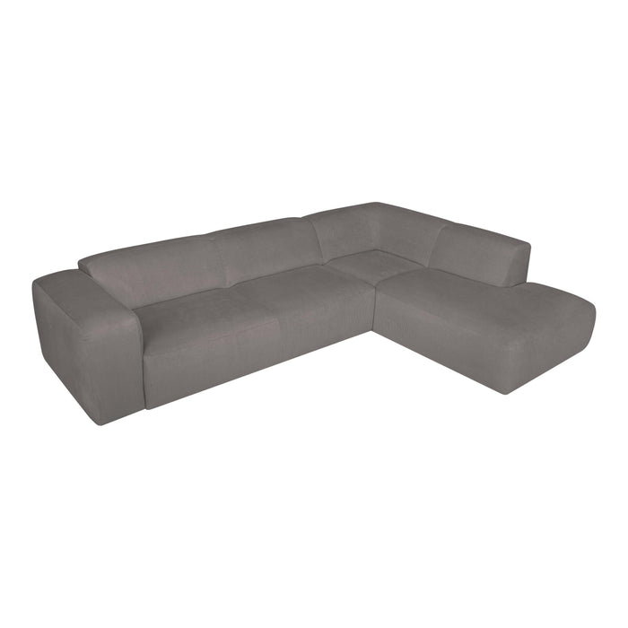 by fonQ Wonder 5-zits Hoekbank Rechts - Open Eind - Rib - Grijs