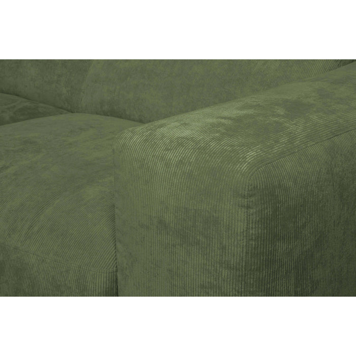 by fonQ Wonder 4-zits Hoekbank met Chaise Longue Links - Rib - Mosgroen