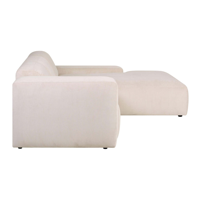 by fonQ Wonder 4-zits Hoekbank met Chaise Longue Rechts XL - Rib - Crème