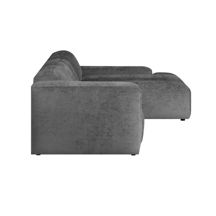 by fonQ Plume 3-zits Hoekbank met Chaise Longue Rechts - Chenille - Antraciet