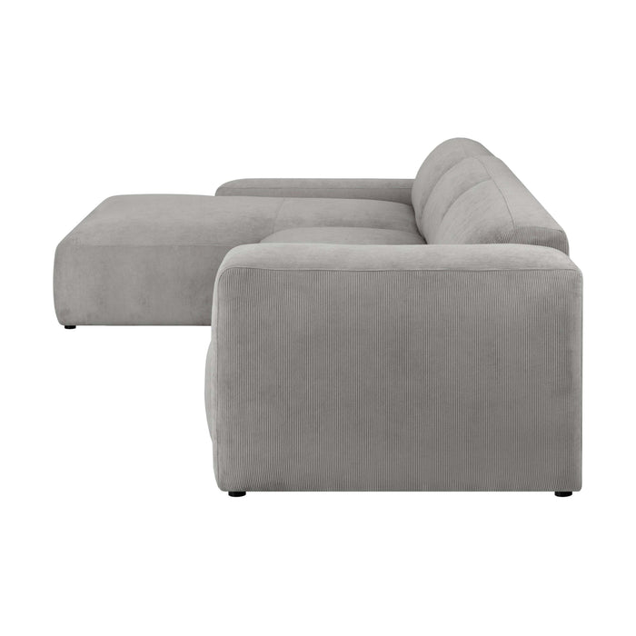 by fonQ Wonder 5-zits Hoekbank met Chaise Longue Links XL - Rib - Grijs