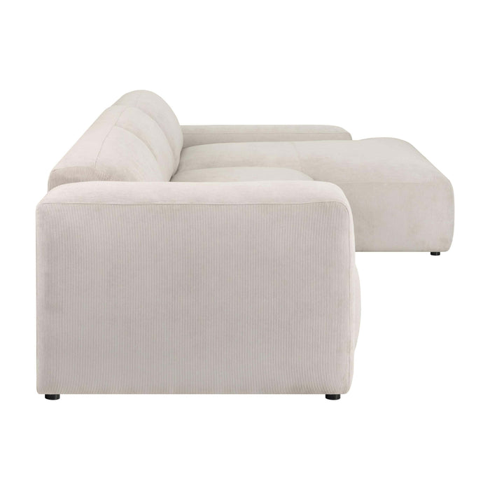 by fonQ Wonder 5-zits Hoekbank met Chaise Longue Rechts - Rib - Zand