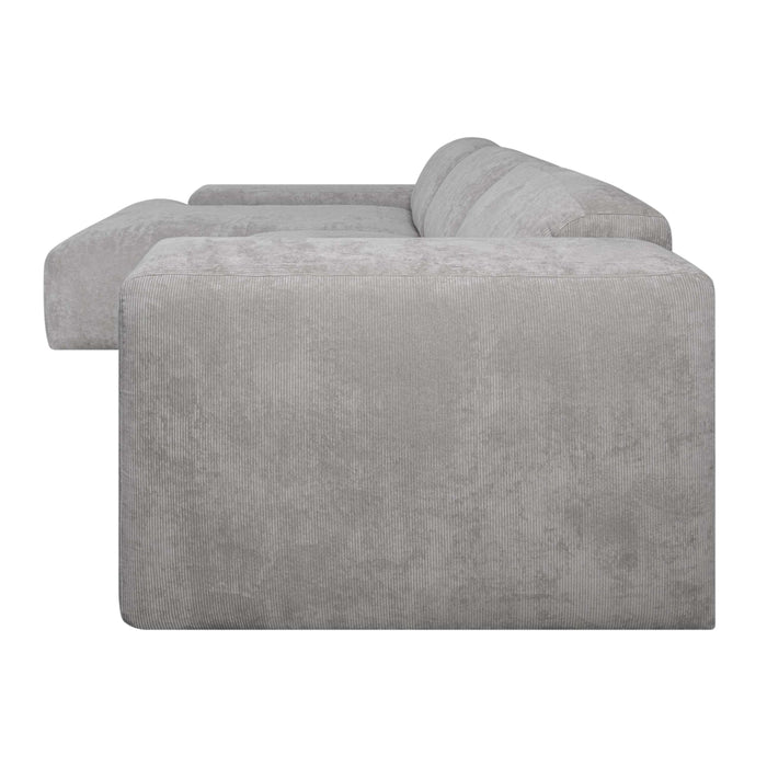 by fonQ Wonder 5-zits Hoekbank met Chaise Longue Links - Rib - Grijs