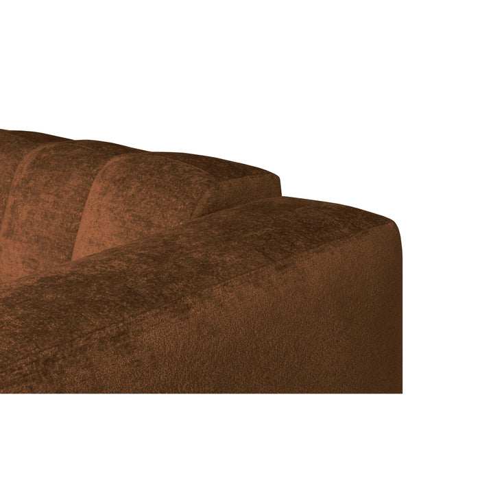 by fonQ Plume 3-zits Hoekbank met Chaise Longue Links - Chenille - Cognac