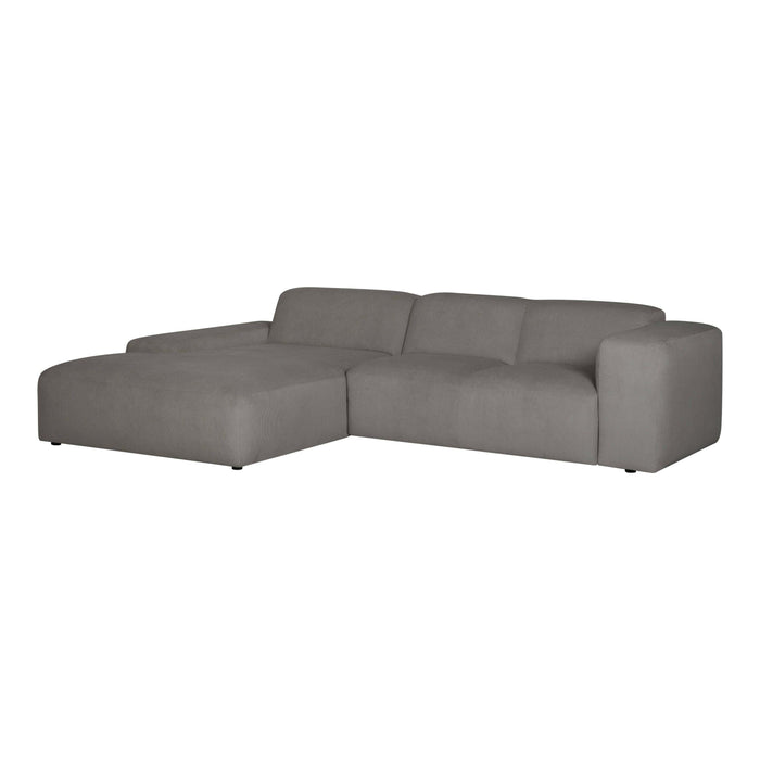 by fonQ Wonder 4-zits Hoekbank met Chaise Longue Links XL - Rib  - Grijs