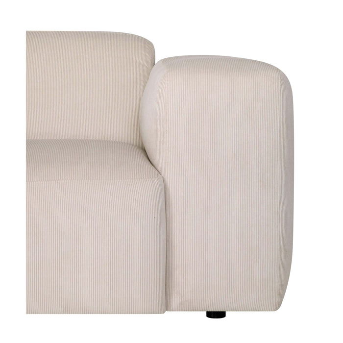 by fonQ Wonder 3-zits Hoekbank met Chaise Longue XL Rechts - Rib - Crème