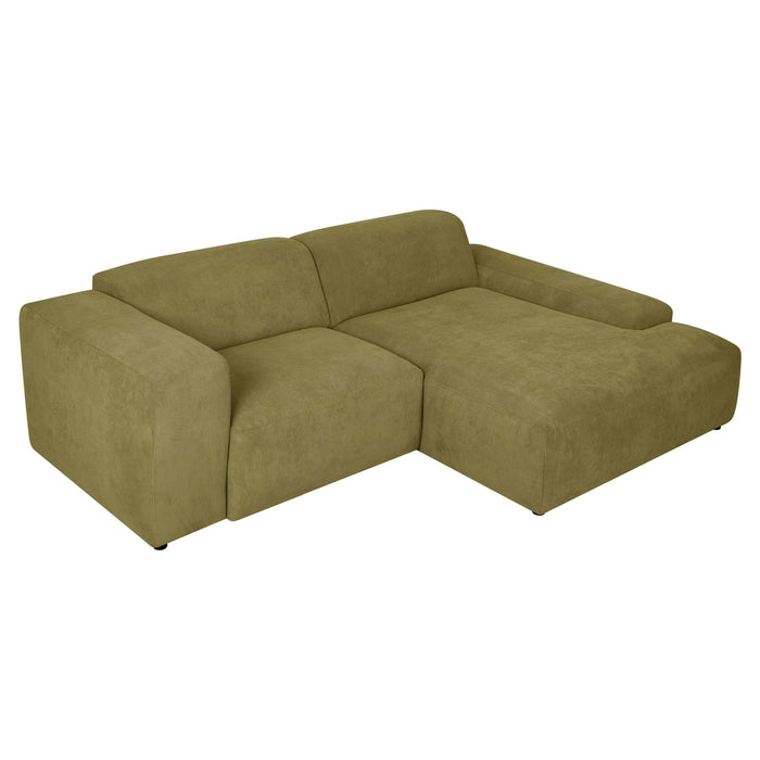 by fonQ Wonder 3-zits Hoekbank met Chaise Longue Rechts - Rib  - Mosgroen