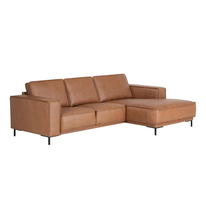 by fonQ Brisk Hoekbank met Chaise Longue Rechts - Buffelleer - Cognac