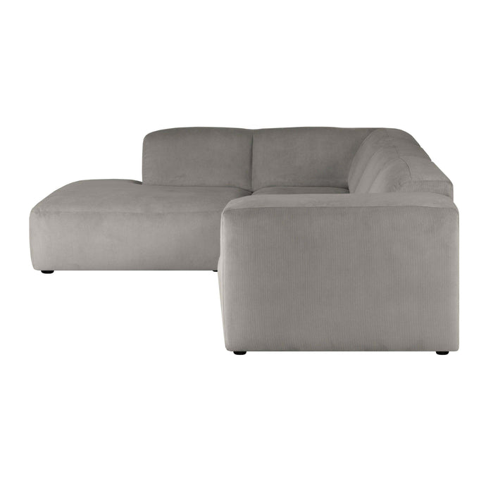 by fonQ Wonder 4-zits Hoekbank  Links - Rib - Grijs