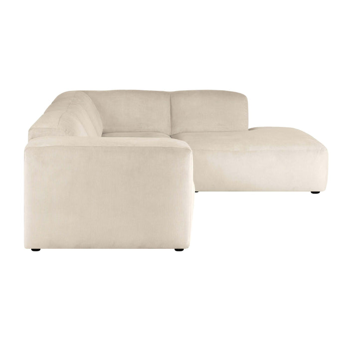 by fonQ Wonder 4-zits Hoekbank Rechts - Open Eind - Rib - Crème