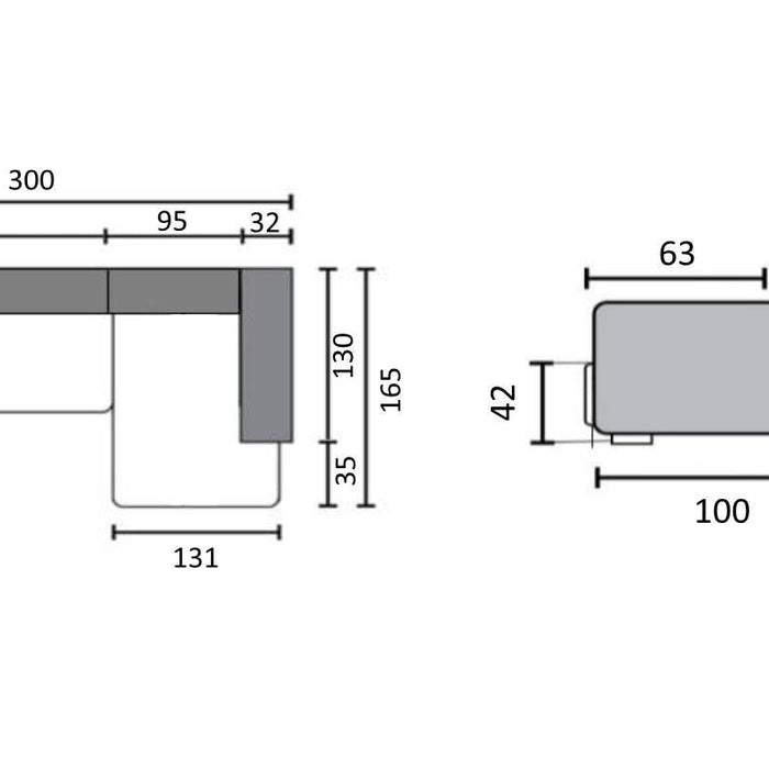 by fonQ Plume 3-zits Hoekbank met Chaise Longue Rechts - Chenille - Antraciet