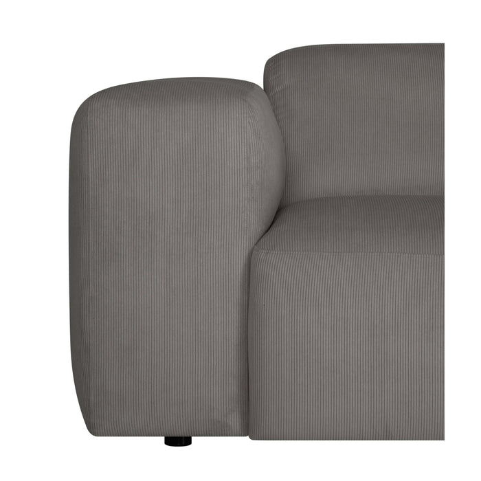 by fonQ Wonder 4-zits Hoekbank met Chaise Longue Rechts XL - Rib - Grijs