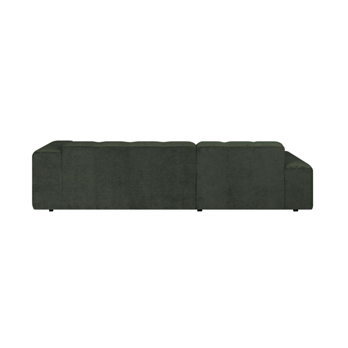 by fonQ Plume 3-zits Hoekbank met Chaise Longue Links - Chenille - Donkergroen