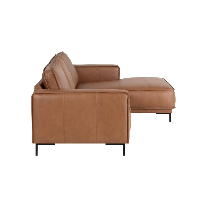 by fonQ Brisk Hoekbank met Chaise Longue Rechts - Buffelleer - Cognac