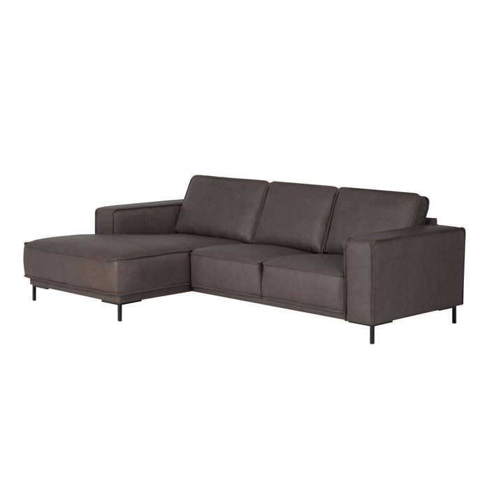 by fonQ Brisk Hoekbank met Chaise Longue Links - Buffelleer - Donkerbruin