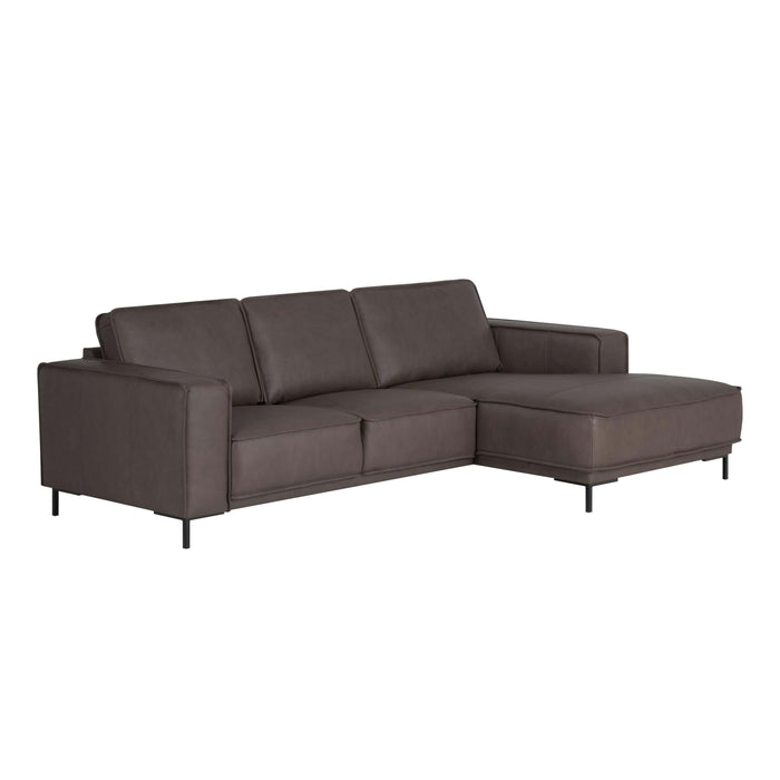 by fonQ Brisk Hoekbank met Chaise Longue Rechts - Buffelleer - Donkerbruin