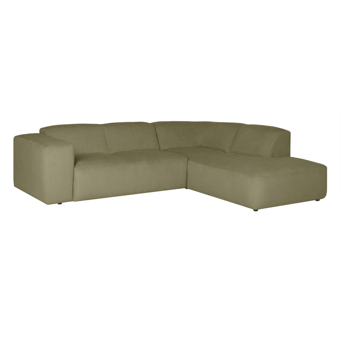 by fonQ Wonder 4-zits Hoekbank Rechts - Open Eind - Rib - Mosgroen