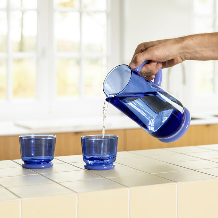 &k amsterdam Dew Waterglazen - Blauw - Set van 2